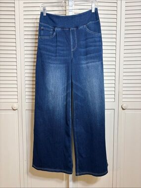 NWT Halara Flex High Waisted Pockets Baggy Wide Leg Washed Jeans Medium Petite